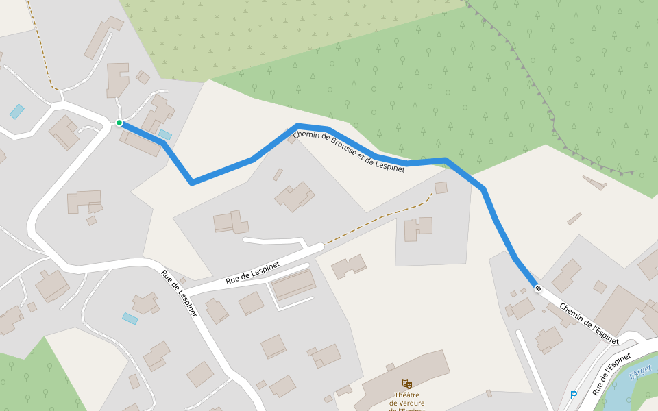 Chemin de Brousse et de Lespinet walking route map in Foix