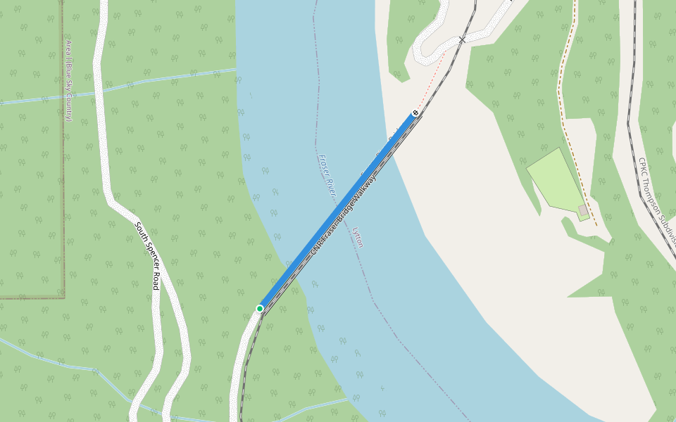 CNR Fraser Bridge Walkway walking route map in Lytton