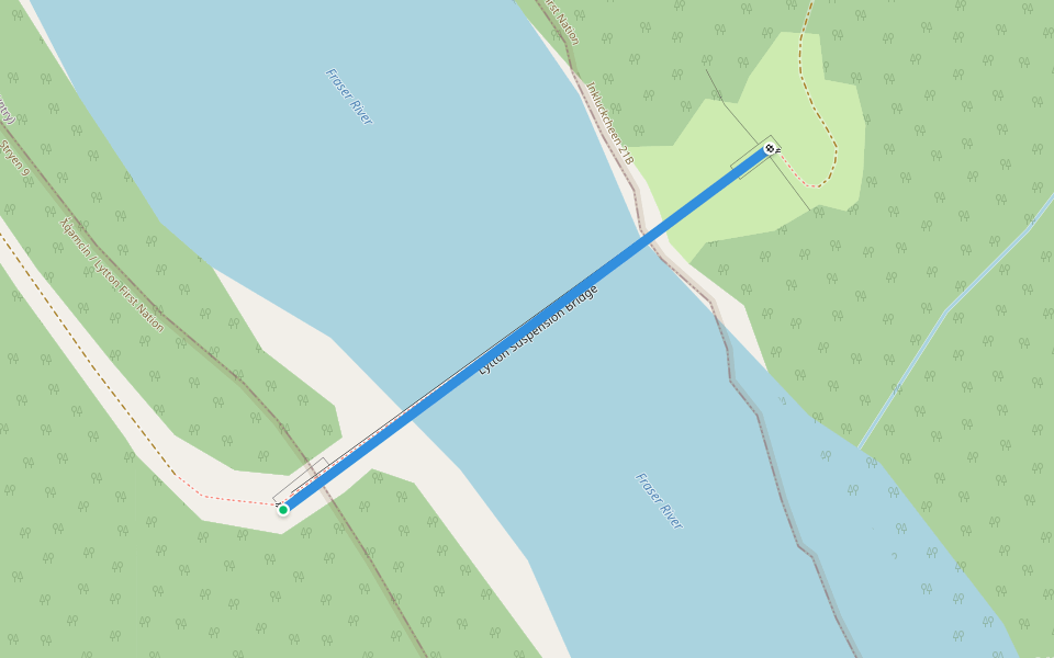 Lytton Suspension Bridge walking route map in Lytton