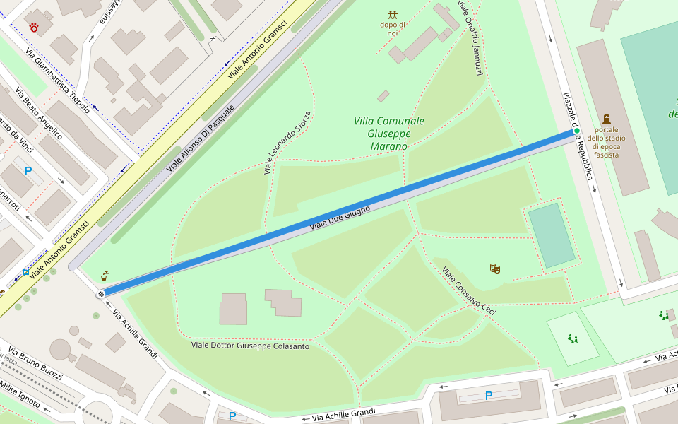 Viale Due Giugno walking route map in Andria