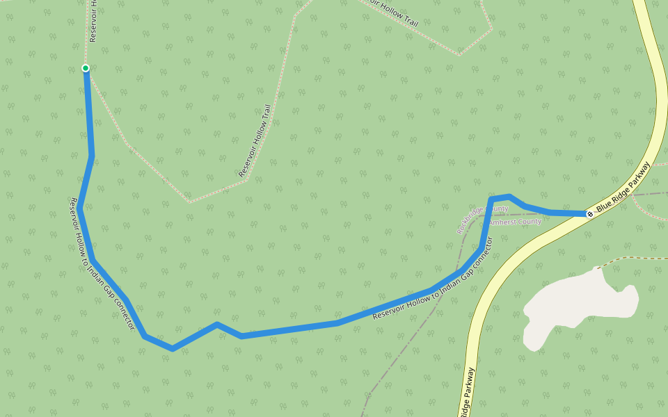 Reservoir Hollow to Indian Gap connector walking route map in Amherst