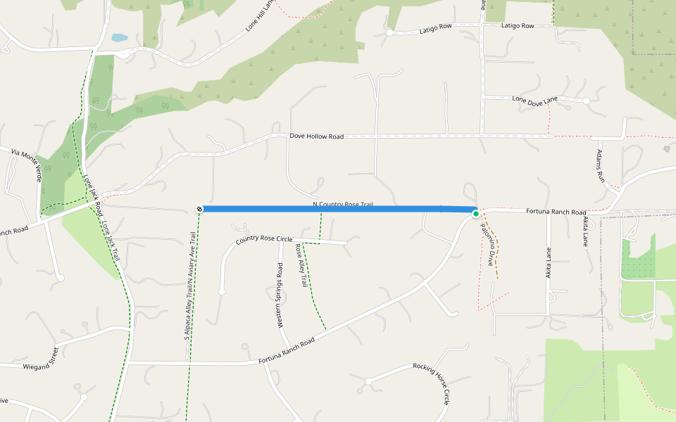 N Country Rose Trail walking route map in Encinitas