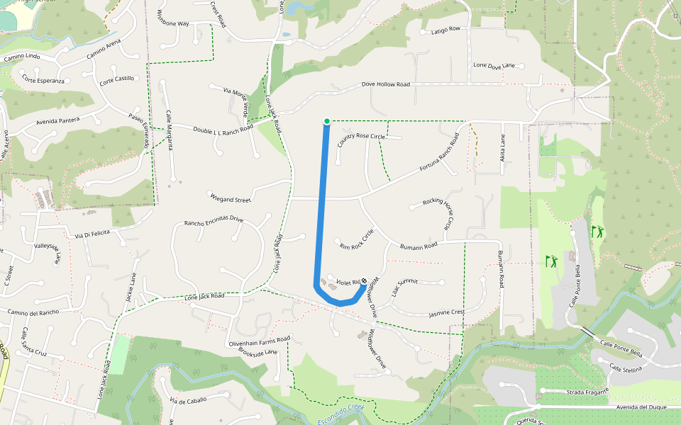 S Alpaca Alley Trail/N Aviary Ave Trail walking route map in Encinitas