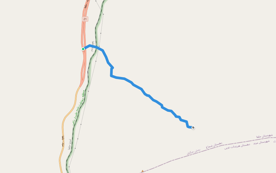 منطقه پالچقلی جلفا walking route map in Hadishahr
