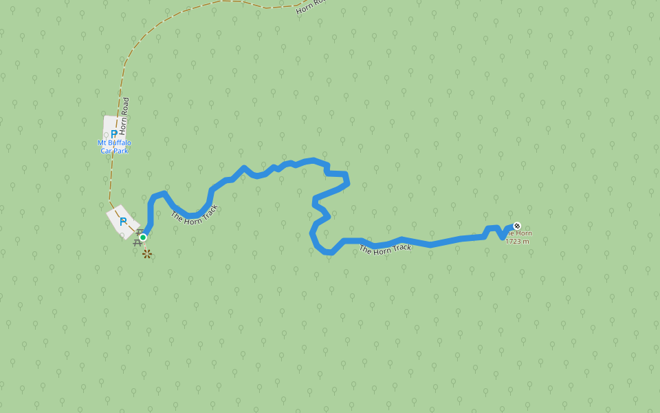 The Horn Track walking route map in Mount Buffalo