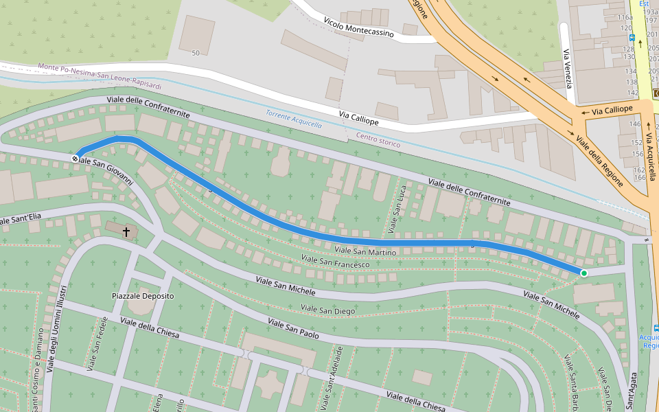 Viale Santi Angeli walking route map in Catania