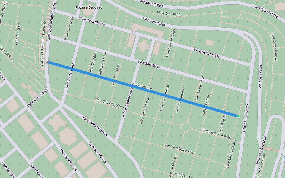 Viale Sant'Anna walking route map in Catania