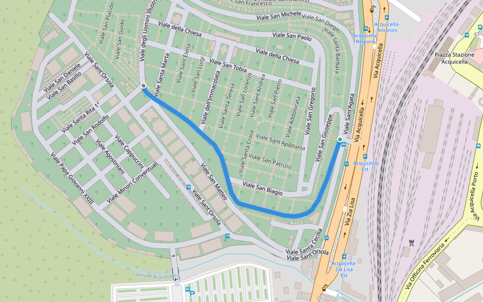 Viale Santa Veronica walking route map in Catania