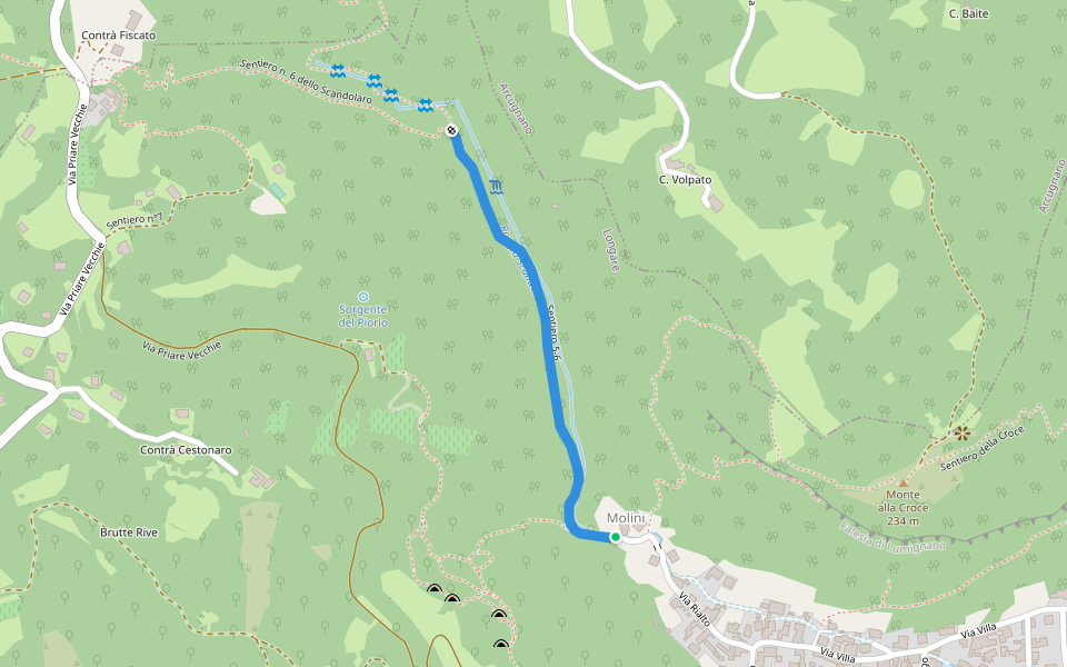 Sentiero 5-6 walking route map in Lumignano