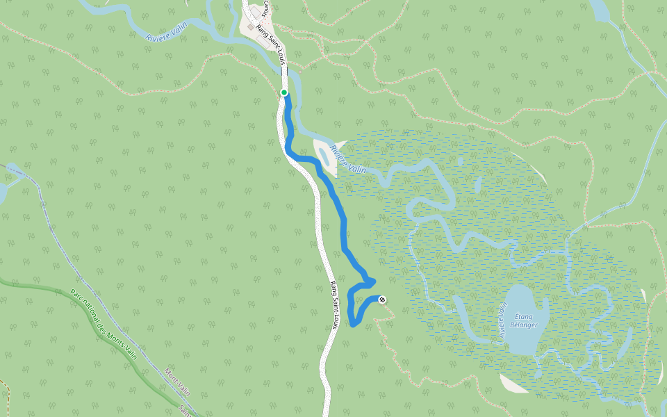 Sentier Mirador walking route map in Saint-Fulgence
