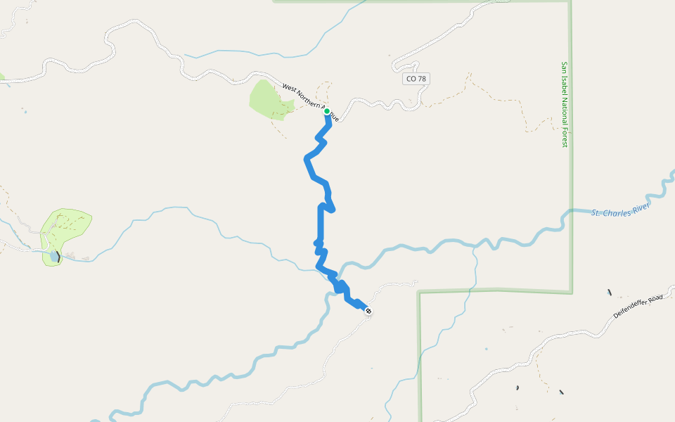 San Carlos Trail #1320 walking route map in Beulah Valley