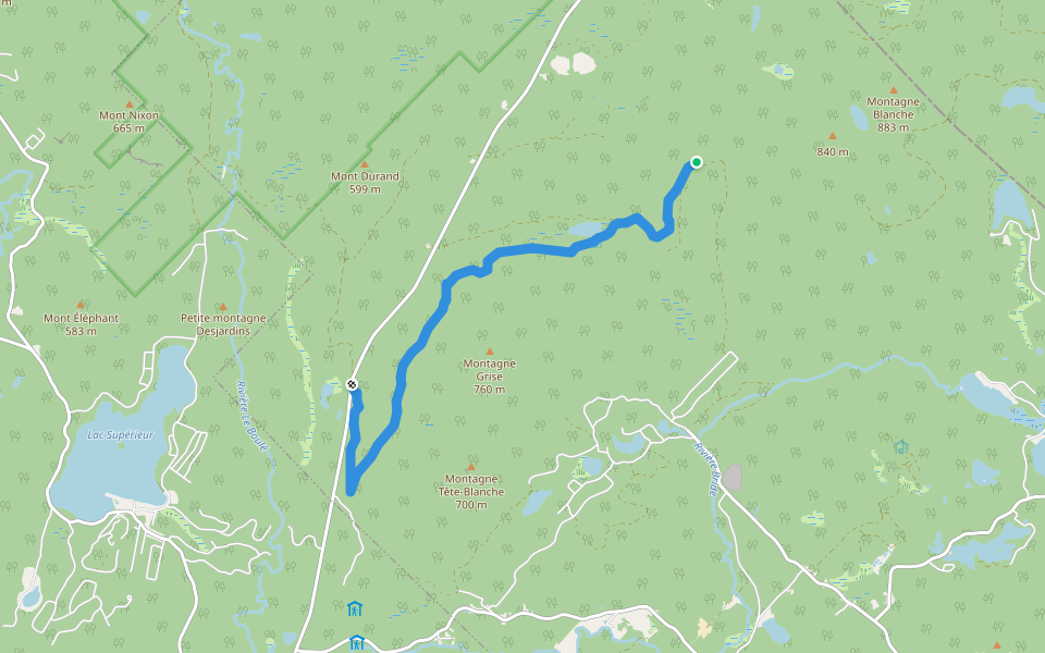 Sentier Intercentre walking route map in Val-des-Lacs