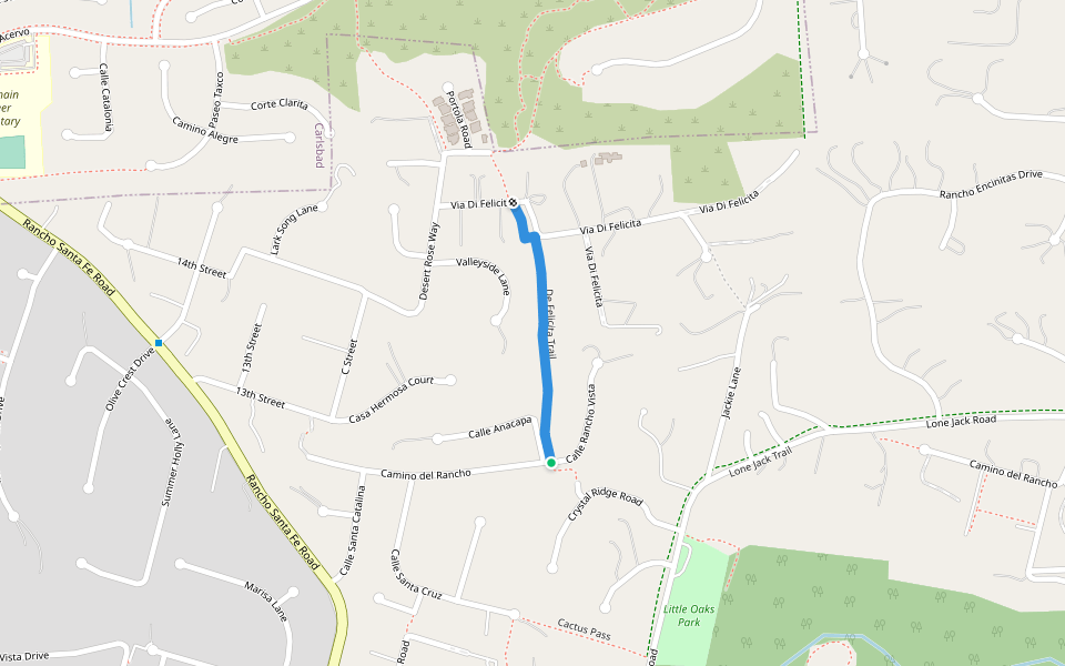 De Felicita Trail walking route map in Encinitas