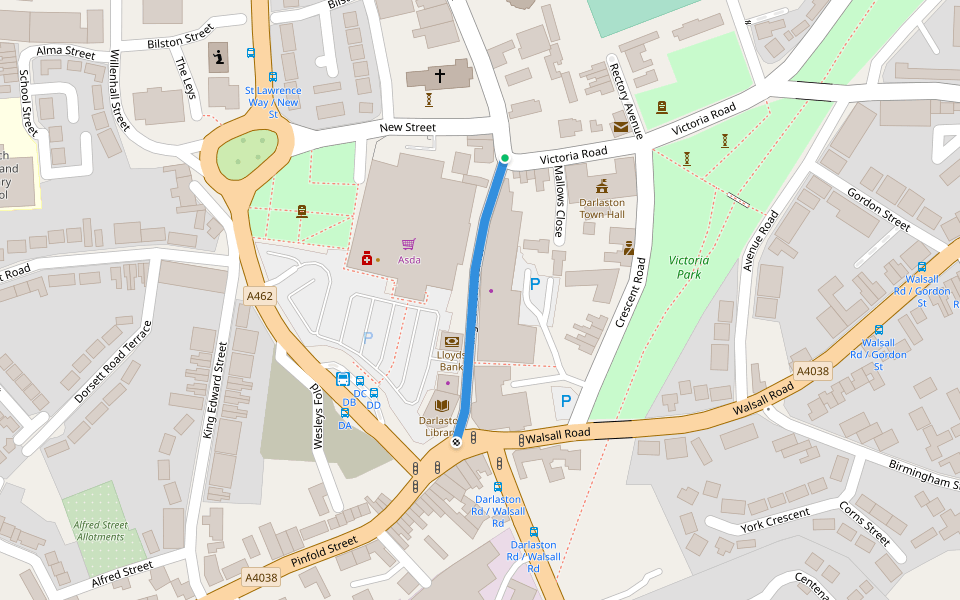 King Street Precinct walking route map in Wednesbury