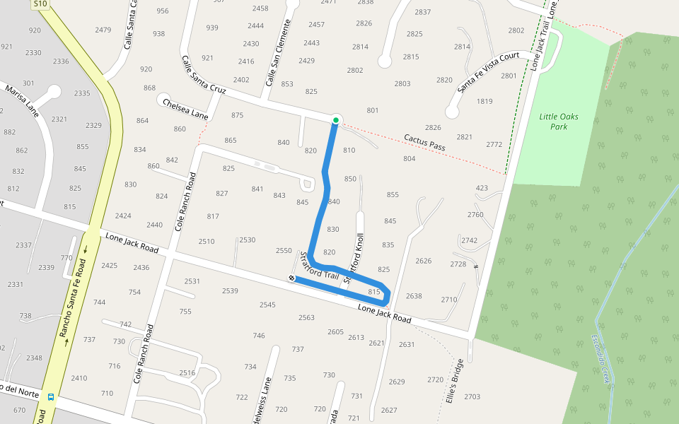 Stratford Trail walking route map in Encinitas