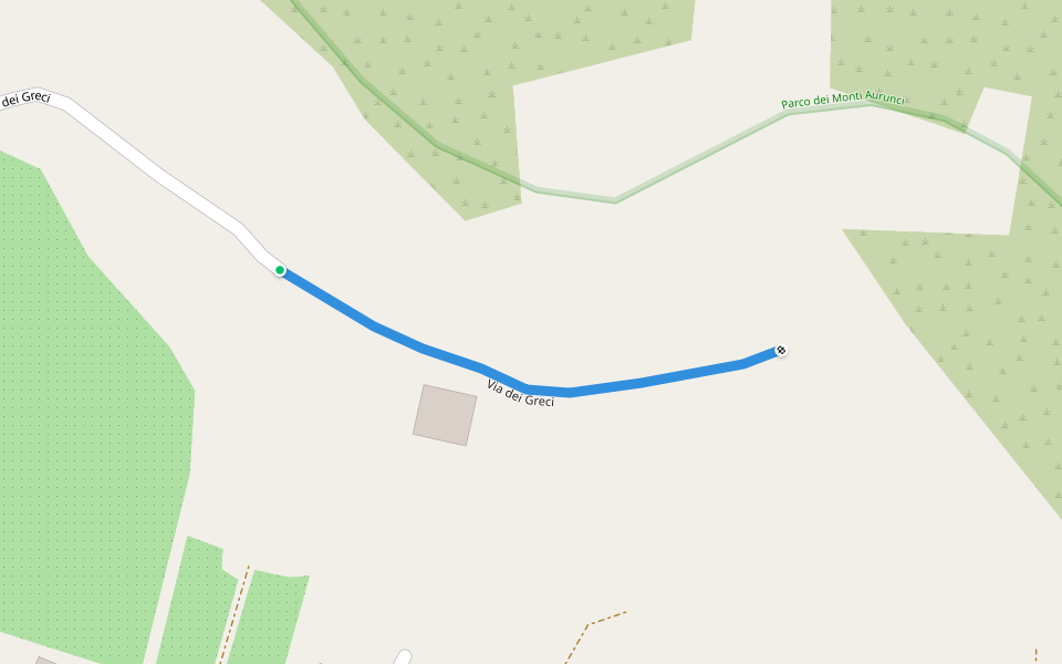 Via dei Greci walking route map in Fondi