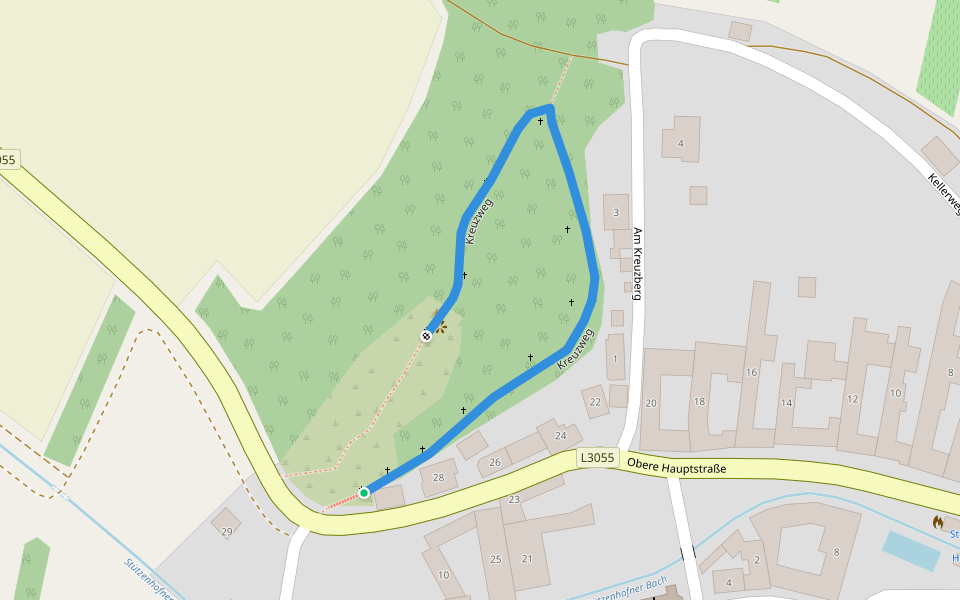 Kreuzweg walking route map in Stützenhofen