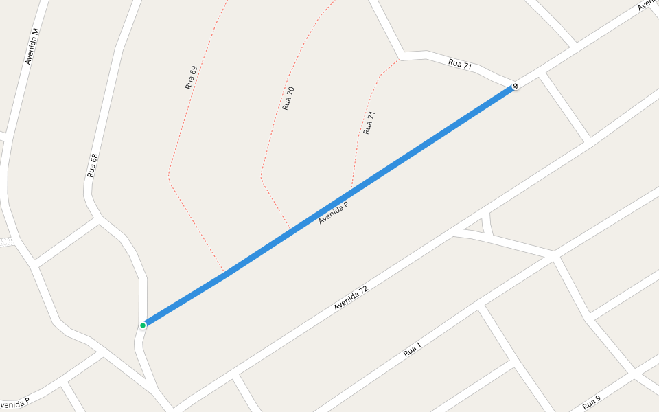 Avenida P walking route map in Caldas Novas