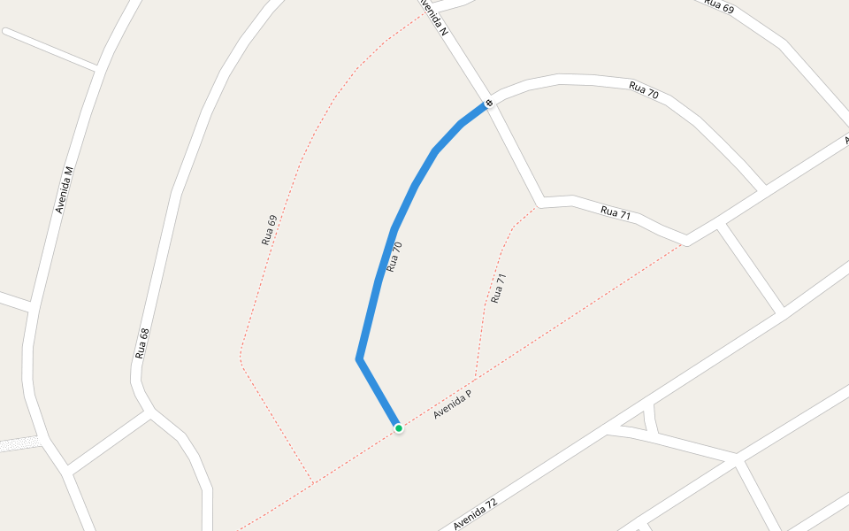 Rua 70 walking route map in Caldas Novas