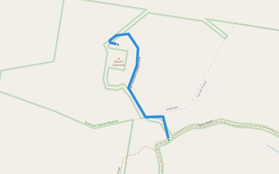 Mt Goonook Summit Climb walking route map in Yarratt Forest