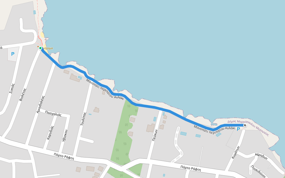 Μονοπάτι περιπάτου Αυλάκι walking route map in Porto Rafti