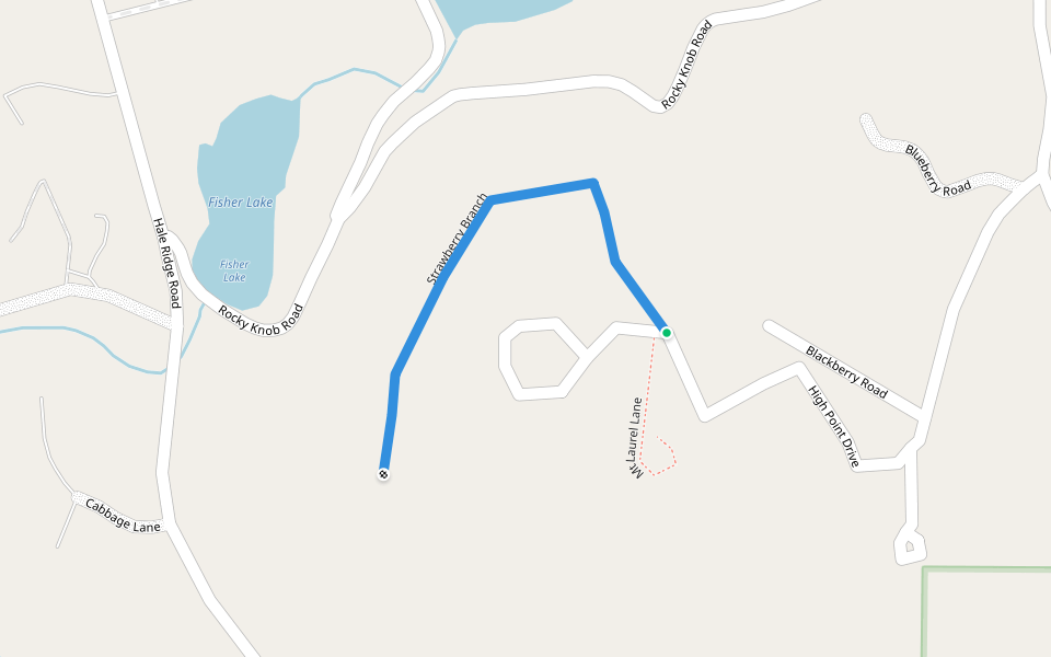 Strawberry Branch walking route map in Scaly Mountain