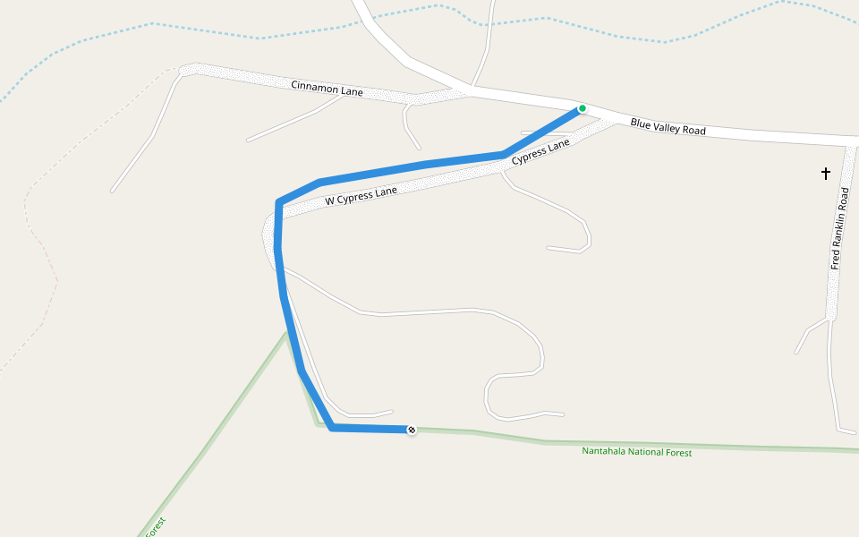 W Cypress Lane walking route map in Highlands