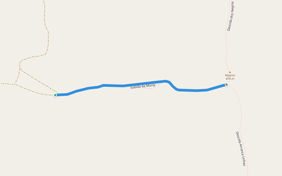 Subida da Morte walking route map in Salir