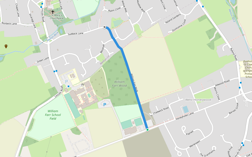 William Farr Walk walking route map in Dunholme