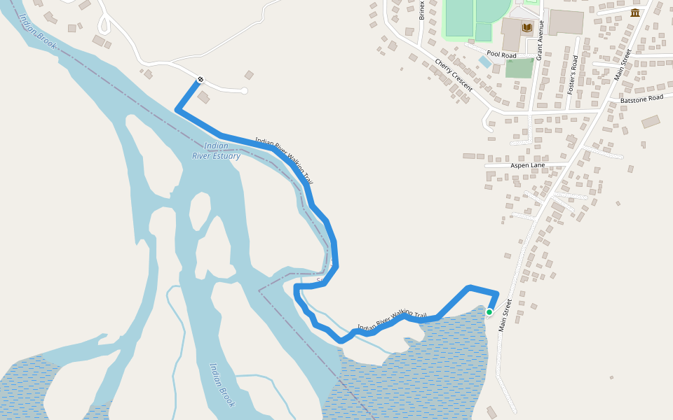 Indian River Walking Trail walking route map in Springdale