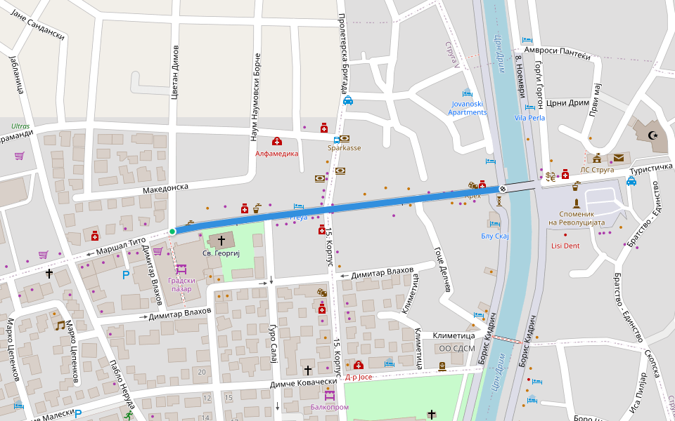 Маршал Тито walking route map in Struga