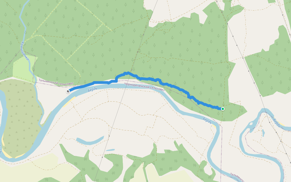 Трейл от эндуро-мотоциклов walking route map in Kharino
