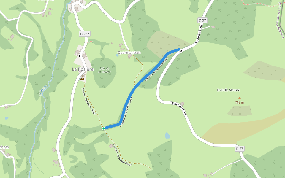 Chemin du Bois l’Embolot walking route map in La Rosière