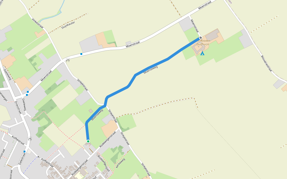 Moenseweg walking route map in Zwevegem