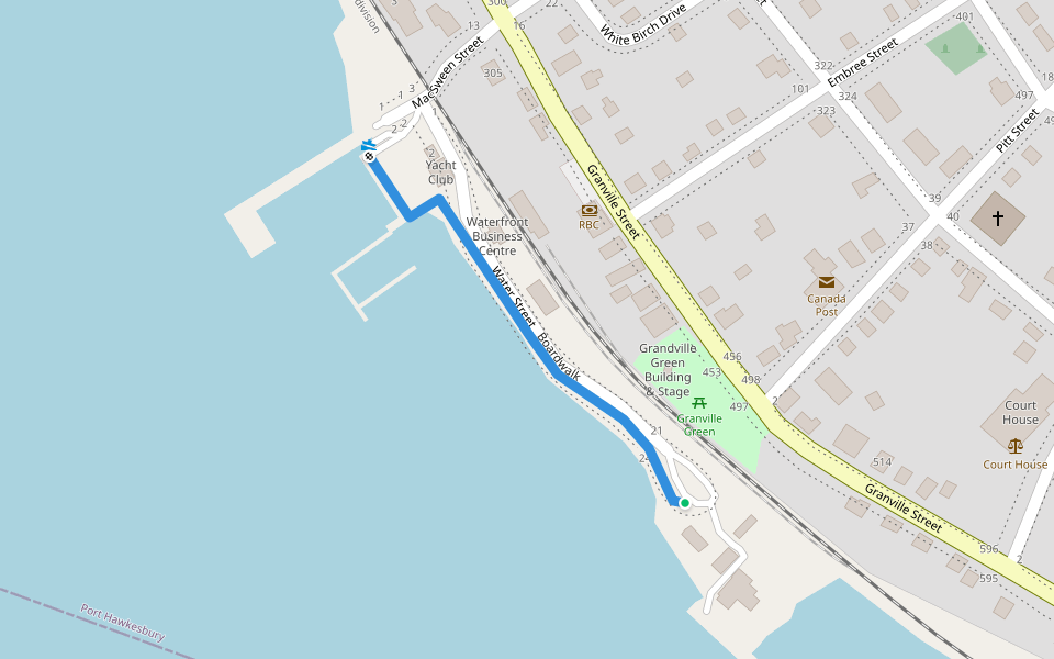 Boardwalk walking route map in Port Hawkesbury