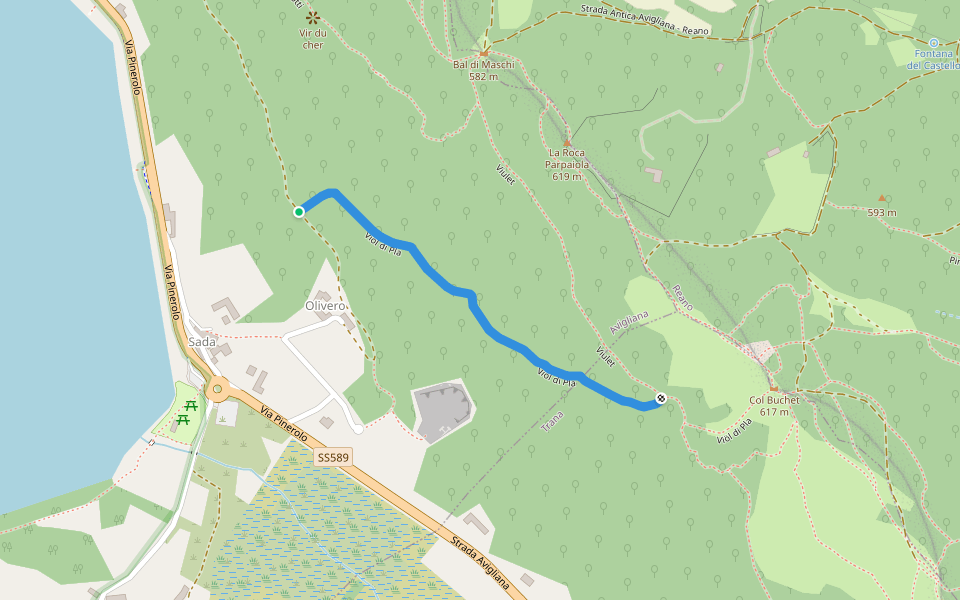 Viol di Pla walking route map in Olivero