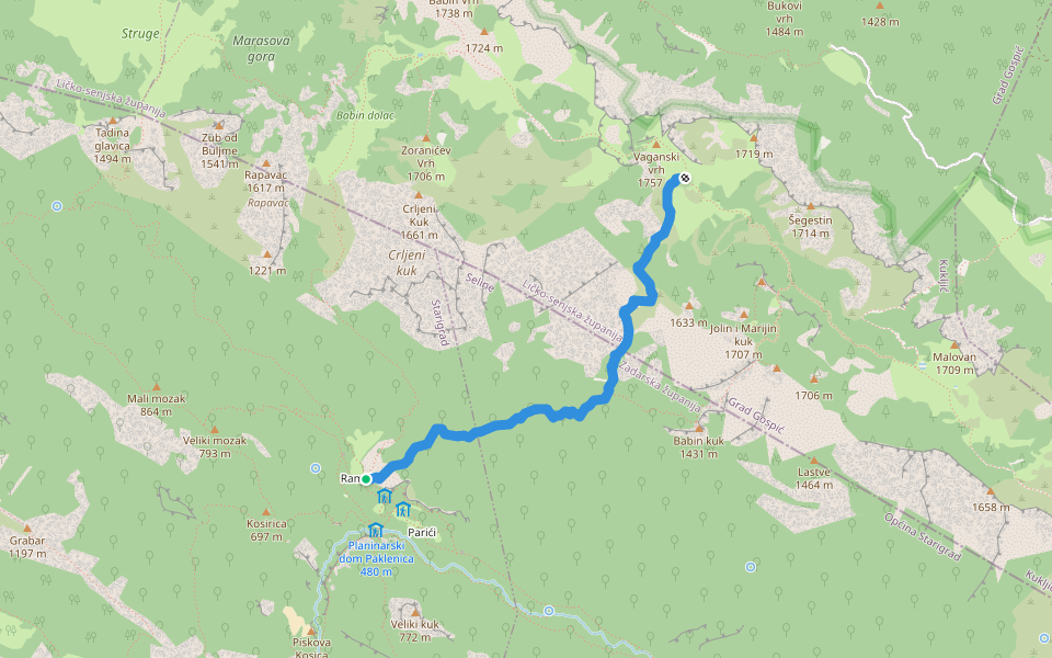 Lipa staza walking route map in Starigrad