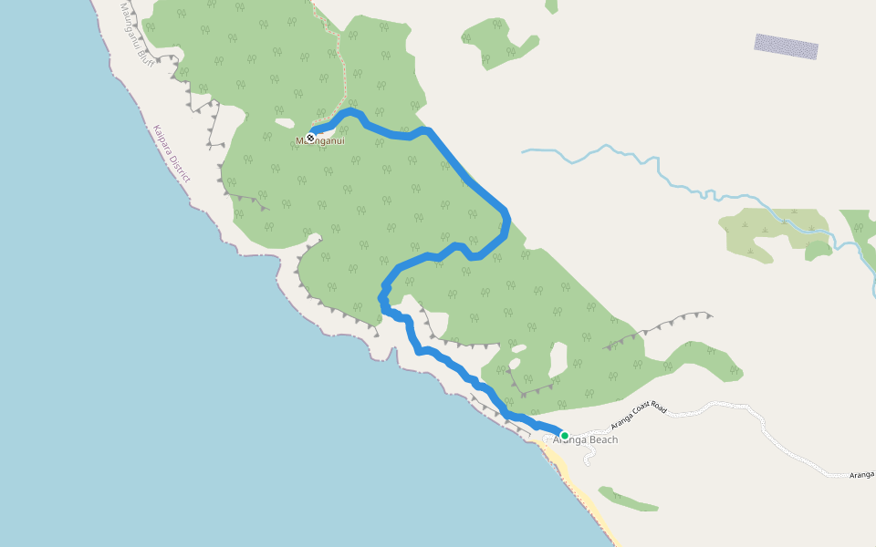 Maunganui Bluff Track walking route map in Aranga