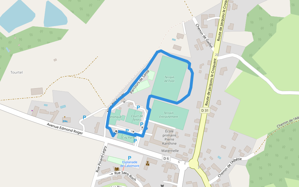 Parcours de Santé walking route map in Rouffignac-Saint-Cernin-de-Reilhac