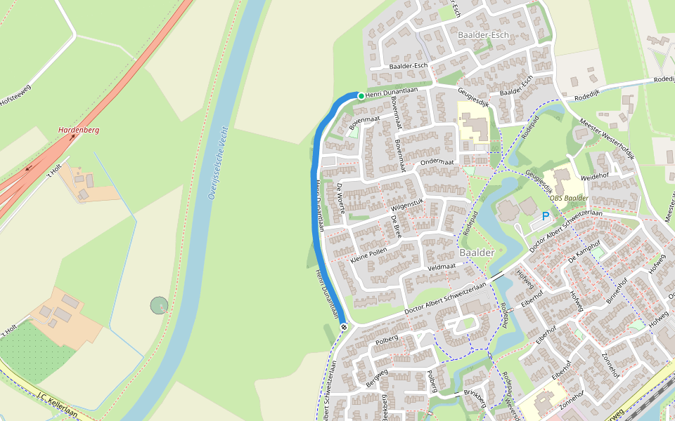 Henri Dunantlaan walking route map in Hardenberg