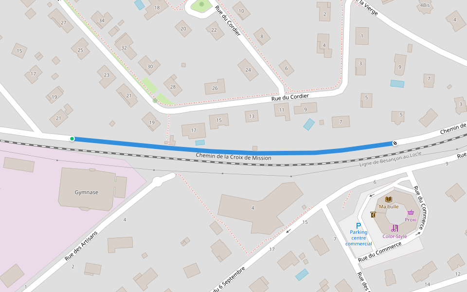 Chemin de la Croix de Mission walking route map in Mamirolle