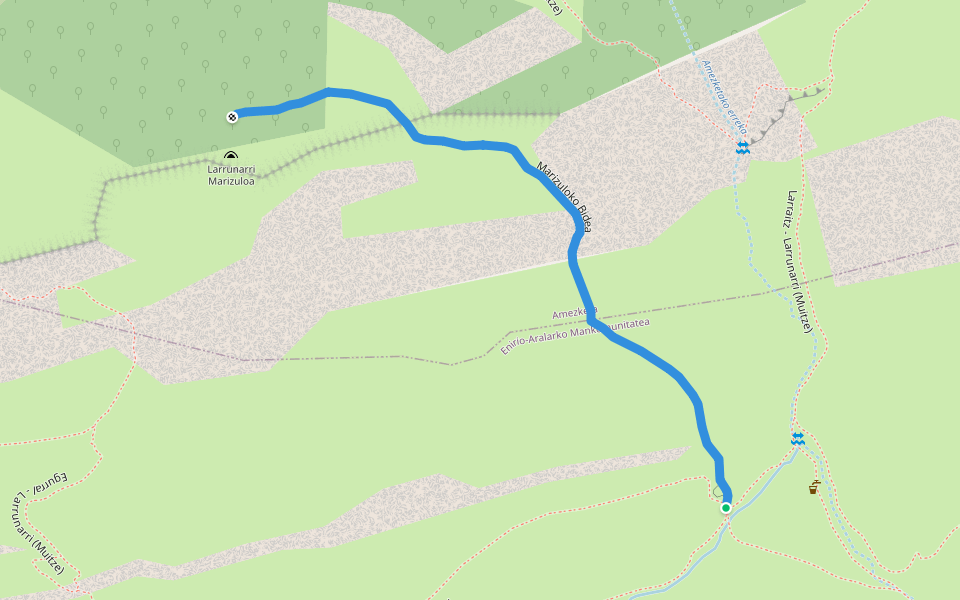 Marizuloko Bidea walking route map in Ataun