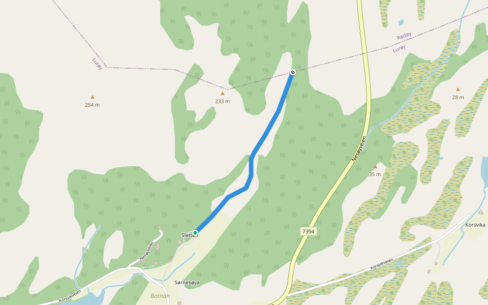 Borkvegen walking route map in Nordnesøya