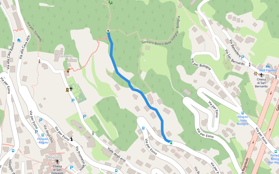 Sentiero Perledo - Bologna - Bosco delle streghe walking route map in Perledo