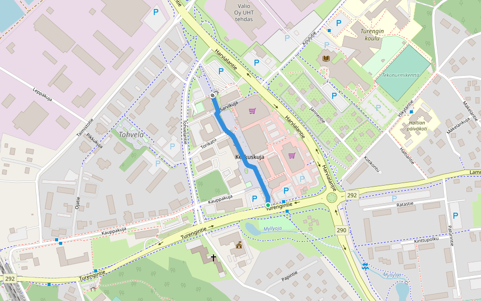 Keskuskuja walking route map in Turenki