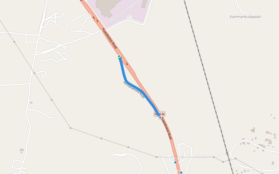old Pudukkottai Road walking route map in Pudukkottai
