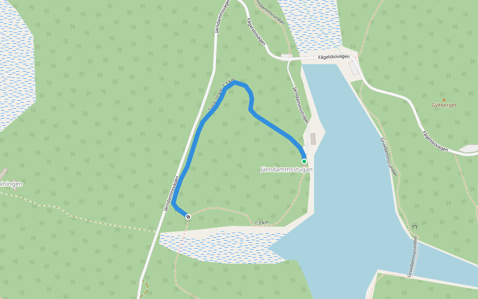 5 och 10 km, 1,3 km walking route map in Sala
