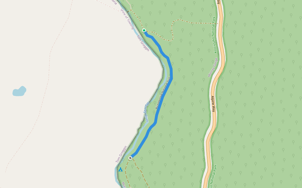 Bicentennial National Trail walking route map in Tom Groggin