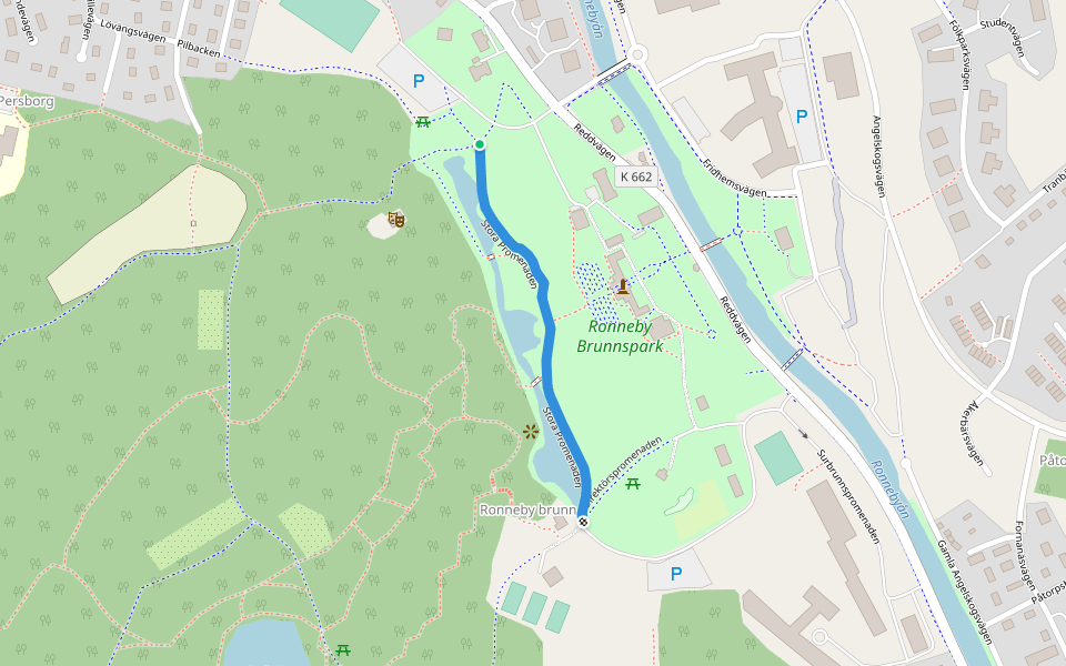 Stora Promenaden walking route map in Karlskrona