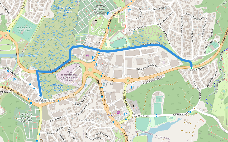 Chemin de mangrove walking route map in Nouméa